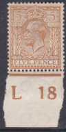N25(-) 5d Dull Yellow Brown Royal Cypher Control L18 imperf MOUNTED MINT