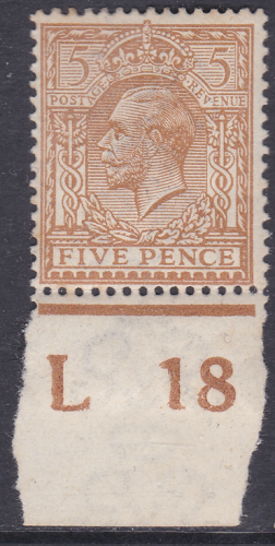N25(-) 5d Dull Yellow Brown Royal Cypher Control L18 imperf MOUNTED MINT