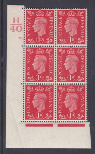 1937 1d Red Dark colours H40 40 Dot perf 5(E I) block 6 UNMOUNTED MINT MNH
