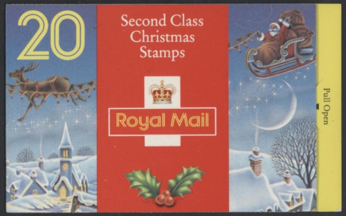 LX5 1993 Christmas Barcode Booklet 10 x 1st Class (25p) - No Cylinder