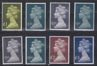 Sg1026-1028 set of 8 hi-value machin stamps Unmounted Mint