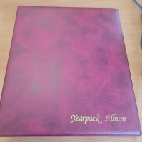 Red 4 ring YEARPACK album binder with 5 clear full pages included