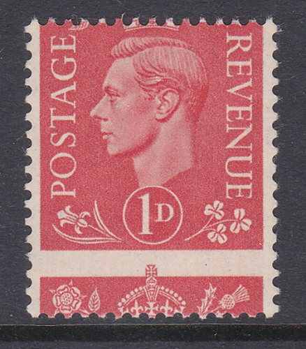 Sg 486 1d GVI Pale scarlet mis-perf stamp from vending machine UNMOUNTED MINT