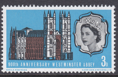 Sg 687pa 1966 Westminster Abbey 3d (Phos) - Diadem Flaw Single stamp U M