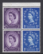 SB56c Wilding booklet pane 1 band on each stamp perf I - trimmed perfs -  U M