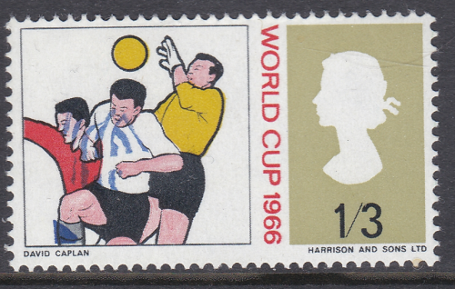 Sg 695 1966 1 3 World Cup (Ord) with huge shift of blue UNMOUNTED MINT MNH (1)