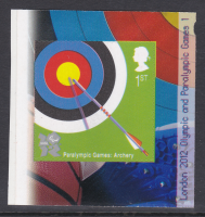 PM21 2009 Sg3020 Archery 1st class stamp out of booklet - self adhesive