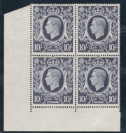 10 - George VI High-value arms Dark Blue Bottom LH corner Block Unmounted MInt