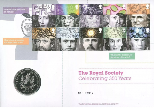 2010 Royal Society Coin Cover 350 years no. 5712 Royal Mint