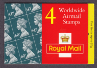 1994 GQ4 Barcode Booklet 4 x 60p Worldwide Airmail stamps - Cylinder W2W1