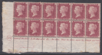 Sg43 1d red with marginal inscription plate 124 U M block of 12