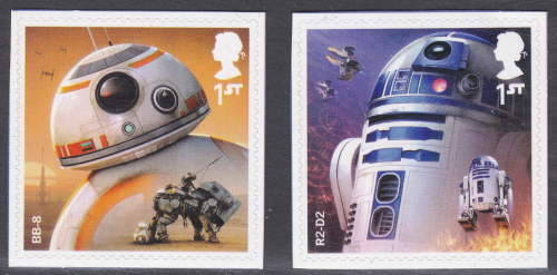 PM58 2017 Star Wars 1st class stamps from booklet - pair - UNMOUNTED MINT