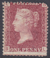 SG 43 1d Penny Red Lettered B-L plate 182 MOUNTED MINT