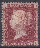 SG 43 1d Penny Red Lettered G-L plate 204 MOUNTED MINT