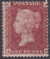 SG 43 1d Penny Red Lettered A-K plate 206 MOUNTED MINT