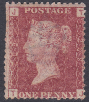 SG 43 1d Penny Red Lettered T-J plate 209 MOUNTED MINT