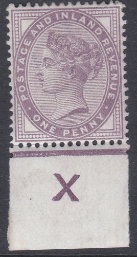 Sg 172 1d lilac control X imperf Single with perf extension in margin U M