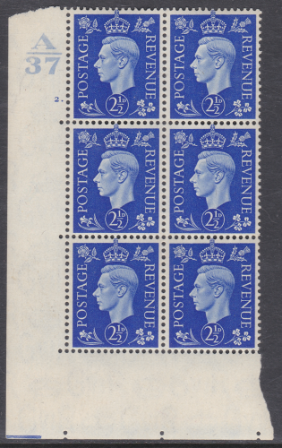 2d Blue Dark colours A37 2 Dot Perf 5(E I) block 6 UNMOUNTED MINT