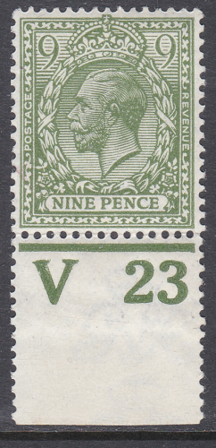 N30(-) 9d Bright Olive Green Royal Cypher Control V23 perf UNMOUNTED MINT(2)