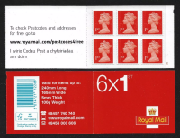 MB12 - MI13L - 2012 6 x 1st class barcode booklet - Cylinder W6 - Unmounted MINT