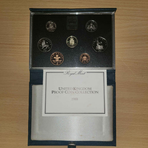 1988 Royal Mint Seven Coins and Medallion Proof Collection Set COA and box