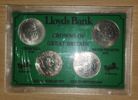 Lloyds bank crowns of britain coins set of 4 1965 1972 1977 1980