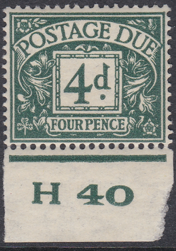 D31 4d George VI Postage due Control H40 Single Stamp UNMOUNTED MINT