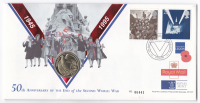 1995 FDC 2 coin cover 50th anniversary end of WW2 no. 6441 MINT condition