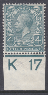 4d Royal Cypher Control K 17 Imperf MOUNTED MINT