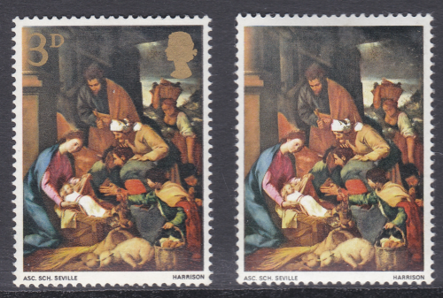 Sg 756a 1967 Christmas 3d - Gold Omitted - Value and head - UNMOUNTED MINT