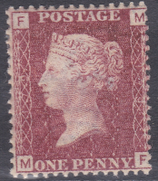 1858 Sg 43 1d Penny Red plate 179 Lettered M-F MOUNTED MINT