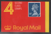 GB4 4 x 2nd class (14p) stamps barcode booklet - no cylinder