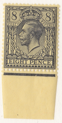 N28(1) 8d Black on Yellow Royal Cypher Marginal Stamp UNMOUNTED MINT MNH